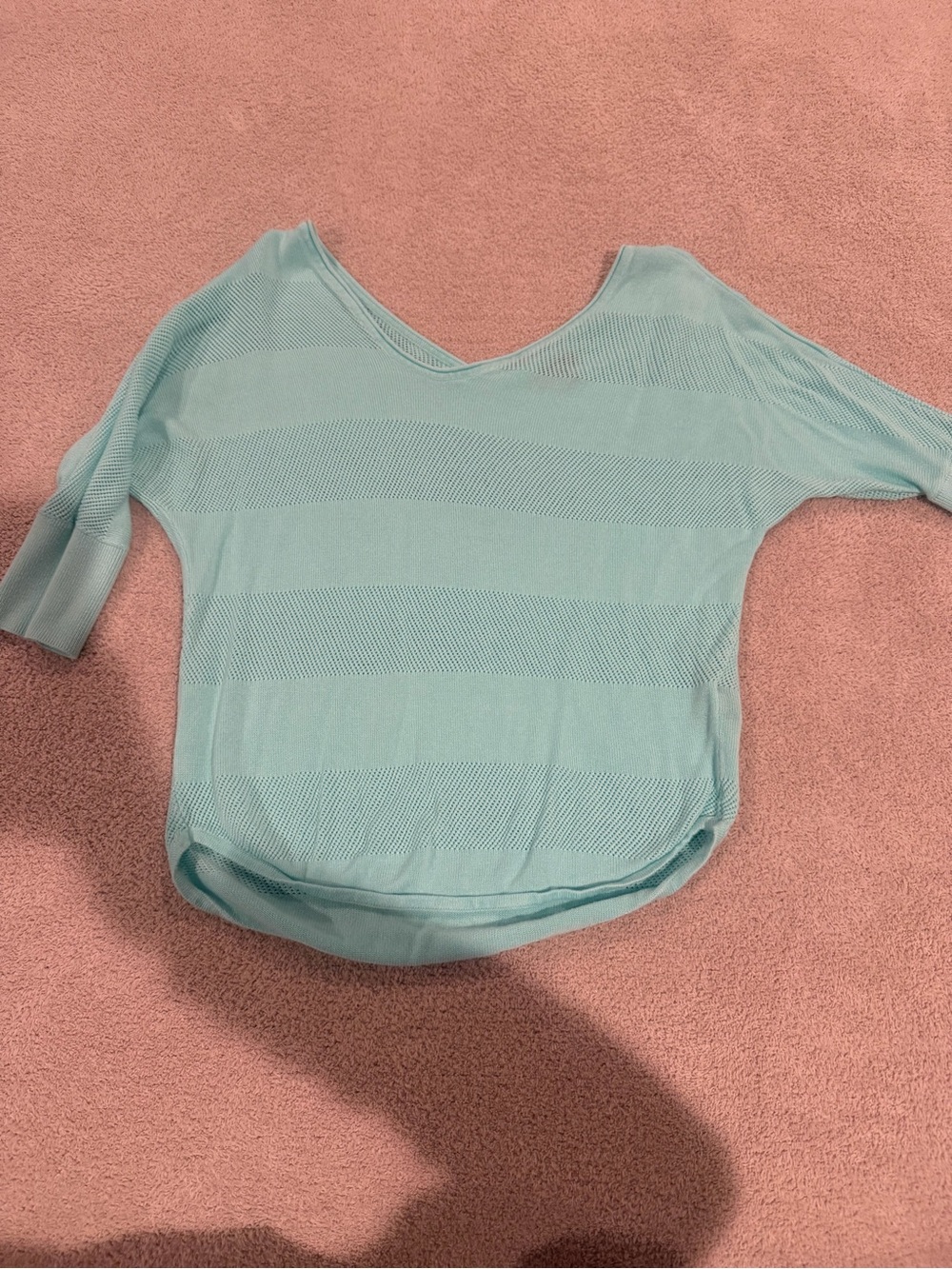 Express Aqua V-Neck Lightweight Knit Top